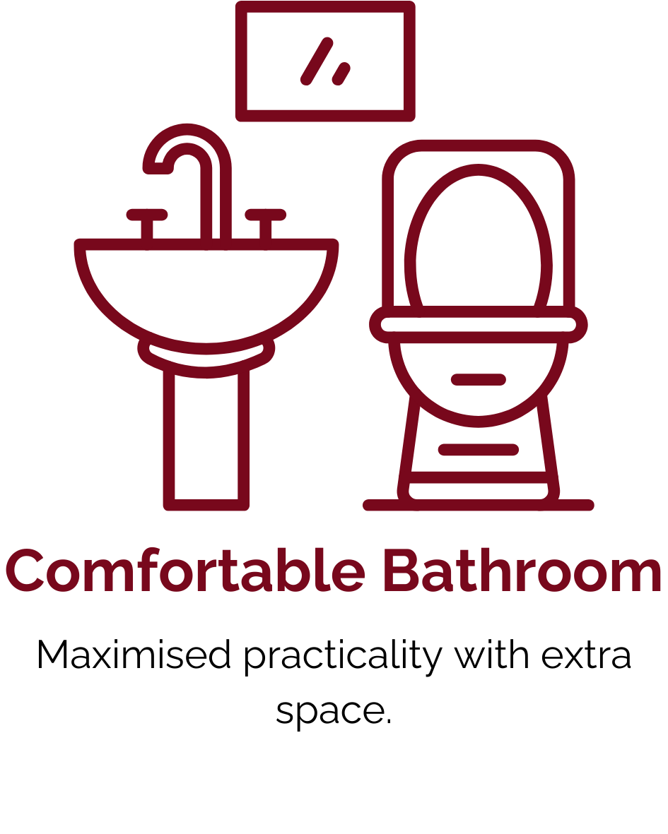 Icon - Comfortable Bathroom - maximised practicality with extra space.